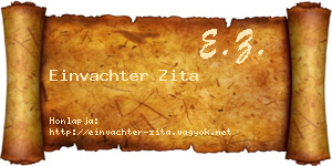 Einvachter Zita névjegykártya