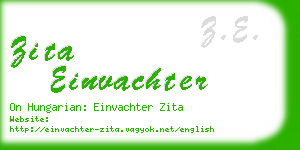 zita einvachter business card